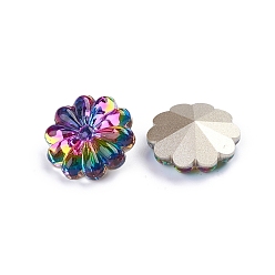 Crystal Volcano K5 Glass Rhinestone Cabochons, Pointed Back & Back Plated, Flower, Crystal Volcano, 18x8mm