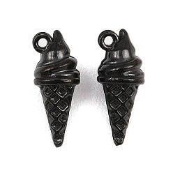 Черный 304 подвески из нержавеющей стали, очарование мороженого, ионное покрытие (ip), чёрные, 15x6 мм, отверстие : 1 мм
