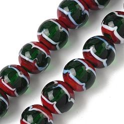 Зеленый Бусины лэмпворк , круглые, зелёные, 14~14.5x13.5~14.5 мм, отверстие : 1.8 мм