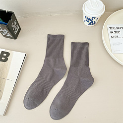 Gray Cotton Knitting Socks, Ribbed Winter Warm Thermal Socks, Gray, 250x70mm