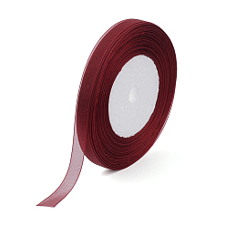 Dark Red Organza Ribbon, Dark Red, 3/8 inch(10mm), 50yards/roll(45.72m/roll), 10rolls/group, 500yards/group(457.2m/group)