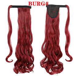 BURG# Long Wavy Hairpiece with Magic Tape - Natural, Elegant, Ponytail Extension.