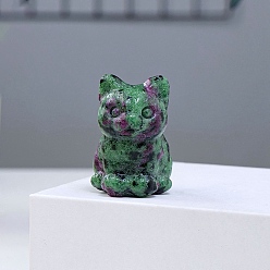 Рубин В Цоизита Натуральный рубин в цоизите, украшение для витрины фигурки кошки, украшения из энергетических камней, 20x30 мм