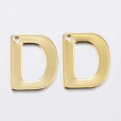 Letter D 304 прелести нержавеющей стали, letter.d, реальный 18 k позолоченный, 11x9x0.8 мм, отверстие : 1 мм