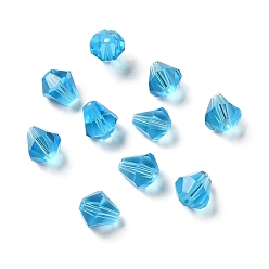Deep Sky Blue Glass Imitation Austrian Crystal Beads, Faceted, Diamond, Deep Sky Blue, 8x7.5mm, Hole: 0.9mm