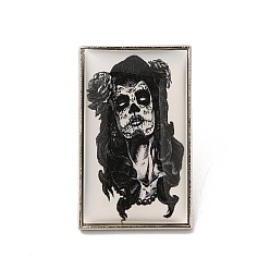 Black Skull with Flower Alloy Brooch for Backpack Clothes, Black, 30.5x18.5x3mm