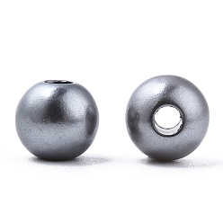 Gray Spray Painted ABS Plastic Imitation Pearl Beads, Round, Dark Gray, 6x5.5mm, Hole: 1.8mm, about 4540 pcs/500g