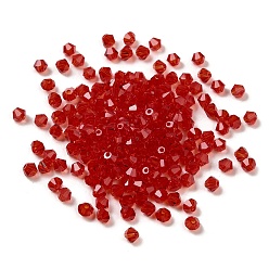 FireBrick Transparent Glass Beads, Faceted, Bicone, FireBrick, 3.5x3.5x3mm, Hole: 0.8mm, 720pcs/bag. 