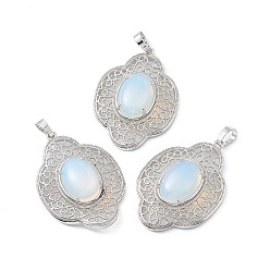 Опал Opalite подвески, , латунная фурнитура с платиновым покрытием, 44x32x10 мм, отверстие : 8x5 мм