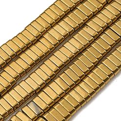 Goldenrod Electroplated Non-magnetic Synthetic Hematite Beads Strands, Rectangle, 2-Hole, Goldenrod, 6x2x3mm, Hole: 1.2mm, about 198pcs/strand, 16.02 inch(40.7cm)