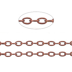 Red Copper Brass Cable Chains, Soldered, with Spool, Oval, Long-Lasting Plated, Cadmium Free & Nickel Free & Lead Free, Red Copper, 2x1.5x0.5mm, about 328.08 Feet(100m)/roll