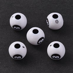 White Opaque Acrylic Beads, Round with Number 8, White, 11mm, Hole: 3.8mm, about 595pcs/500g