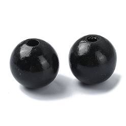 Black Wood Large Hole European Beads, Round, Black, 19~20x18mm, Hole: 4.2mm