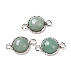 Зеленый Авантюрин Подвески из натурального зеленого авантюрина, полукруглые звенья, с цветным тоном нержавеющей стали 304 фурнитура из нержавеющей стали, 12x19.5x5 мм, отверстие : 2 мм