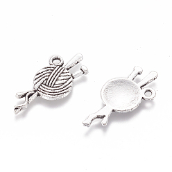 Antique Silver Tibetan Style Alloy Pendant, Cadmium Free & Nickel Free & Lead Free, Antique Silver, 26x11x1.5mm, Hole: 2mm