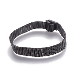 Gunmetal Iron Mesh Chain Bracelet Making, with Magnetic Clasps, Fit Slide Charms, Gunmetal, 9-1/8 inch(23cm), 10x1.5mm