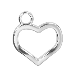 Нержавеющая Сталь Цвет 304 подвески из нержавеющей стали, шарма сердца, цвет нержавеющей стали, 20x18x2 мм, отверстие : 3 мм