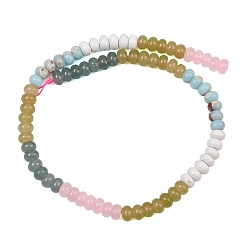 Mixed Color Natural White Jade & Howlite & Synthetic Shoushan Stone Beads Strands, Smooth Rondelle, Mixed Dyed and Undyed, Mixed Color, 8~8.5x5~5.5mm, Hole: 1mm, about 75~78pcs/strand, 15.35''(39~40cm)