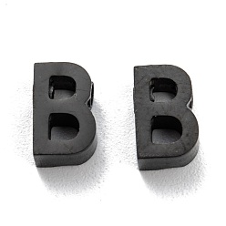 Letter B 304 Stainless Steel Charms, Alphabet, Electrophoresis Black, Letter.B, 8x5x3mm, Hole: 1.8mm