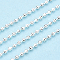 Серебро Железный шар бусинка цепи, с катушкой, пайки, серебряные, 1.5 мм