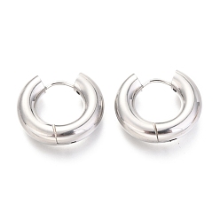 Stainless Steel Color 202 Stainless Steel Huggie Hoop Earrings, Hypoallergenic Earrings, with 316 Surgical Stainless Steel Pin, Ring, Stainless Steel Color, 4 Gauge, 18.5x21x5mm, Pin: 1mm