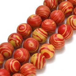 Rot Gefärbte synthetische Malachitperlenstränge, glatte Rundung, rot, 12 mm, Bohrung: 1.4 mm, ca. 31 Stk. / Strang, 14.06 Zoll (35.7 cm)