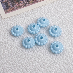 Light Sky Blue Opaque Acrylic Beads, Flower, Light Sky Blue, 9x5mm, Hole: 2mm