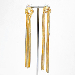 Real 18K Gold Plated Brass Dangle Stud Earrings, Chains Tassel Earrings, Real 18K Gold Plated, 115x17mm