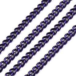 Dark Violet Electrophoresis Iron Twisted Chains, Unwelded, with Spool, Bright Color, Oval, Dark Violet, 3x2.2x0.6mm