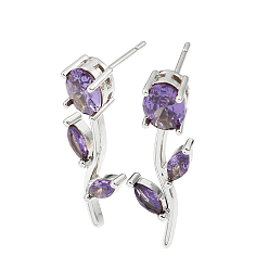 Indigo Micro cuivres ouvrent zircone cubique boucles d'oreille, fleur rose, sans plomb et sans cadmium, crémaillère plaquage, plaqué longue durée, platine, indigo, 30x11mm