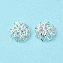 Серебро Покрытие стойки латунная крышка бусины, долговечный, без свинца и без кадмия, серебряные, 10x4 мм, отверстие : 1.2 мм