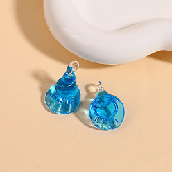 Синий Подвески лэмпворк ручной работы, подвески в форме ракушек, синие, 22x17 мм