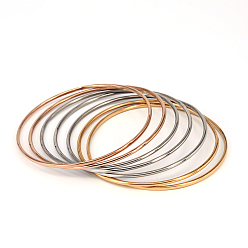 Mixed Color 304 Stainless Steel Bangles, Mixed Color, 68.8mm, 1.5mm, about 7pcs/set