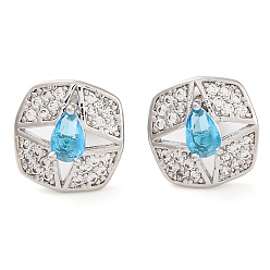 Темно-Голубой Квадратные серьги-гвоздики с кубическим цирконием из латуни для женщин, платина, глубокое синее небо, 13x13 мм