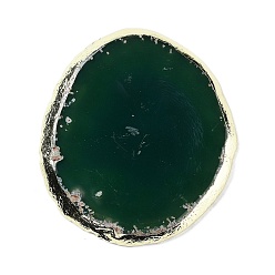 Dark Slate Gray Natural Agate Cup Mat, with Brass Edage, Nugget, Dark Slate Gray, 85~97x71~78x4~6mm
