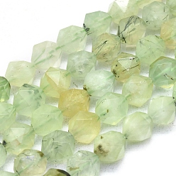 Prehnite Natural Prehnite Beads Strands, Faceted, Round, 10~10.5x9.5mm, Hole: 1.2mm, about 38pcs/strand, 14.96 inch(38cm)