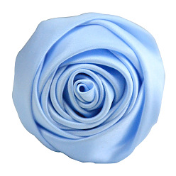 Светло-Голубой Атласная ткань ручной работы 3d цветок розы, аксессуары для украшения обуви, шапки, одежды своими руками, Небесно-голубой, 5.5 см