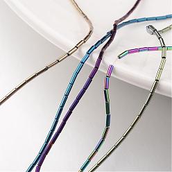 Mixed Color Electroplate Non-magnetic Synthetic Hematite Bead Strands, Tube, Mixed Color, 4x1mm, Hole: 0.5mm, about 97pcs/strand, 15.7 inch