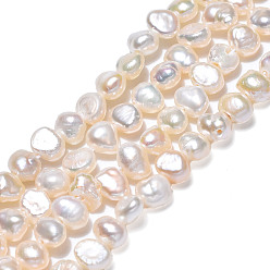 Seashell Color Natural Cultured Freshwater Pearl Beads Strands, Oval, Seashell Color, 4~5x4~5x2.5~3.5mm, Hole: 0.7mm, about 99~100pcs/strand, 13.98 inch~14.13 inch(35.5~35.9cm)