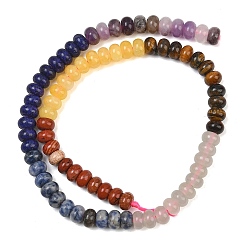 Mixed Color Natural White Jade & Red Jasper & Sodalite & Sesame Jasper & Amethyst Beads Strands, Smooth Rondelle, Mixed Dyed and Undyed, Mixed Color, 8~8.5x5~5.5mm, Hole: 1mm, about 75~78pcs/strand, 15.35''(39~40cm)