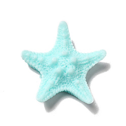 Бледно-бирюзовый Кабошоны из непрозрачной смолы морских животных, морская звезда, бледные бирюзовая, 37x38x9 мм