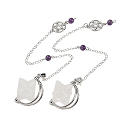 Хрусталь Маятники для биолокации с заостренным кончиком из натурального кварцевого кристалла, с латунной цепью, 250~255 мм