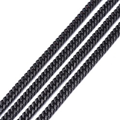 Electrophoresis Black 304 Stainless Steel Diamond Cut Curb Chains, Cuban Link Chain, Unwelded, Faceted, with Spool, Electrophoresis Black, 5x3.5x0.7mm, about 32.8 Feet(10m)/roll