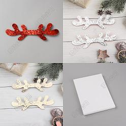 (52) Непрозрачная лаванда 30шт. 3 цвета, украшения из искусственной кожи на рождественскую тематику, с блеском порошок, олений рог, разноцветные, 55x173x2 мм, 10 шт / цвет