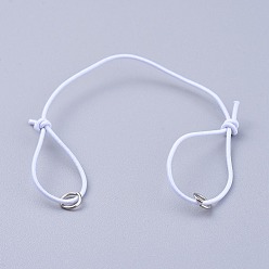 White Adjustable Elastic Cord Bracelet Making, with Platinum Plated Iron Jump Rings, White, 130mm