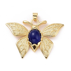 Midnight Blue Opaque Resin Pendants, Butterfly Charm, with Real 18K Gold Plated Brass Findings, Cadmium Free & Lead Free, Real 18K Gold Plated, Midnight Blue, 27x39.5x6mm, Hole: 3.5x4mm