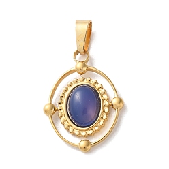 Натуральный Агат Природные подвески агат, с 304 вывод из нержавеющей стали, ионное покрытие (ip), покрасил и подогрел, овальные, 21x16.5x5~5.5 мм, отверстие : 5.5x3 мм