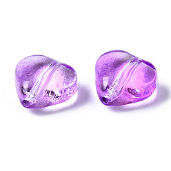Blue Violet Transparent Spray Painted Glass Beads, Heart, Blue Violet, 7.5x8x4.5mm, Hole: 0.9mm