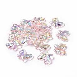 Misty Rose UV Plating Rainbow Iridescent Acrylic Beads, Butterfly, Misty Rose, 23x19.5x6mm, Hole: 2mm