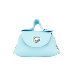 Sky Blue Rectangle PU Leather Doll Handbag, American Girl Doll Accessories Supplies, Sky Blue, 51x62x25mm
